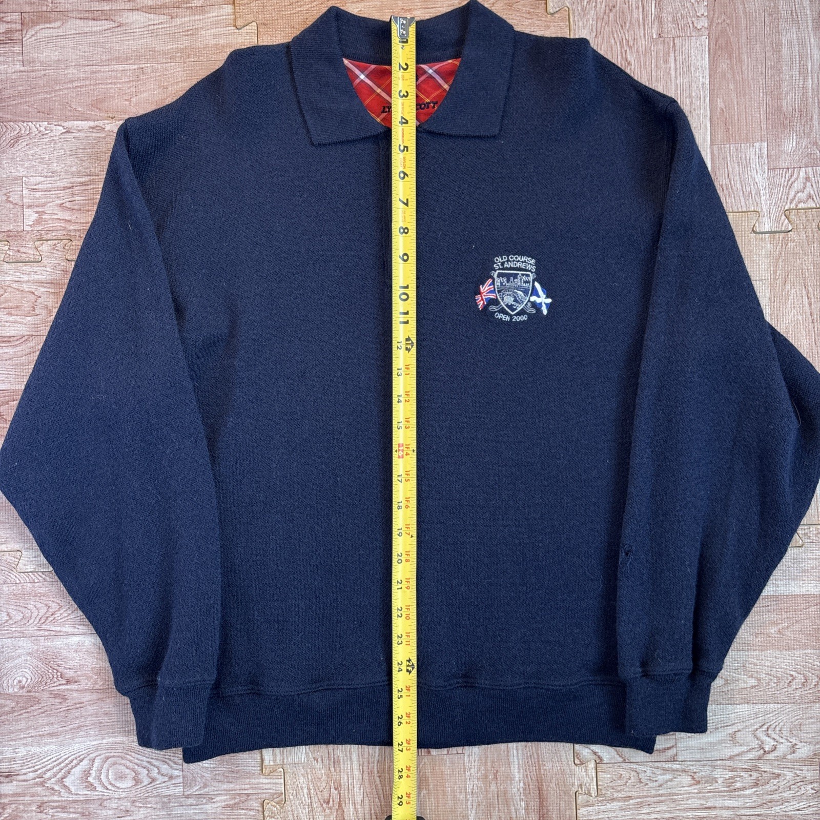 Lyle Scott 2000 Open St Andrews Polo Sweater Sz L Navy Wool Tiger Grand Slam Win image 3