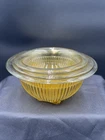 VINTAGE FEDERAL GOLDEN GLOW DEPRESSION GLASS RIBBED MIXING BOWLS Set Of 3