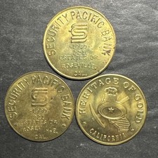 1980 Security Pacific Bank Lot Of 3 Roseville CA Heritage Gold Token California