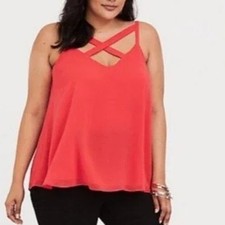 NWT Torrid Layered Criss Cross Chiffon Flowy Cami Tank Shirt Top Size: 6X 30 