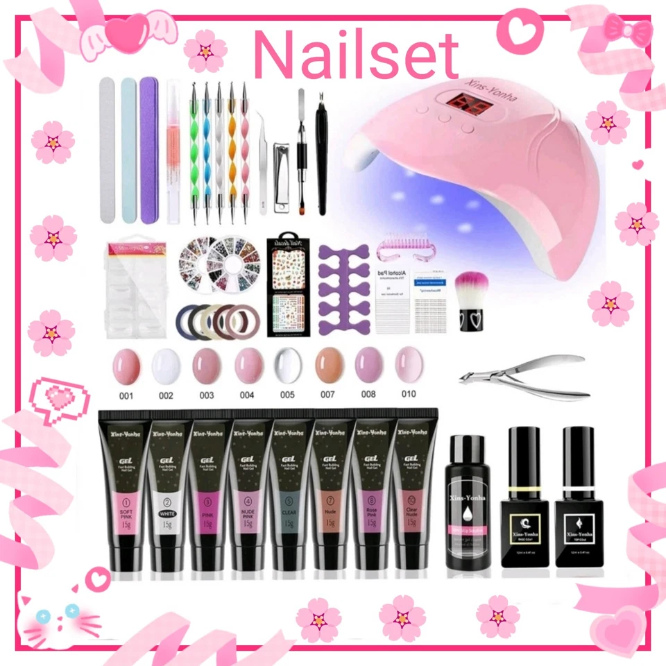MARKENLOS Nail Set Gelnägel Kit Gelnägel StarterSet,Nagellack Nagelset UV Nägel Farben Tub