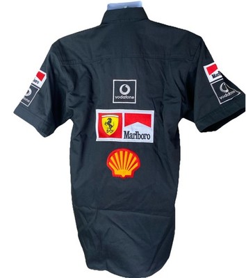 Vintage 1996 Ferrari Formula 1 Team Black Button Pit Shirt Size