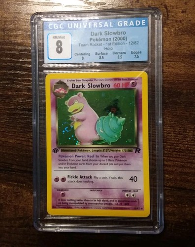 Pokemon Dark Slowbro 1st Edition Holo Team Rocket 12/82 Cgc 8 NM/M (Swirl)