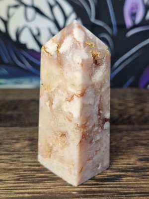 Schöner funkelnder Druzy Pink Amethyst Kristall Spitze Turm Obelisk 76g 67mm