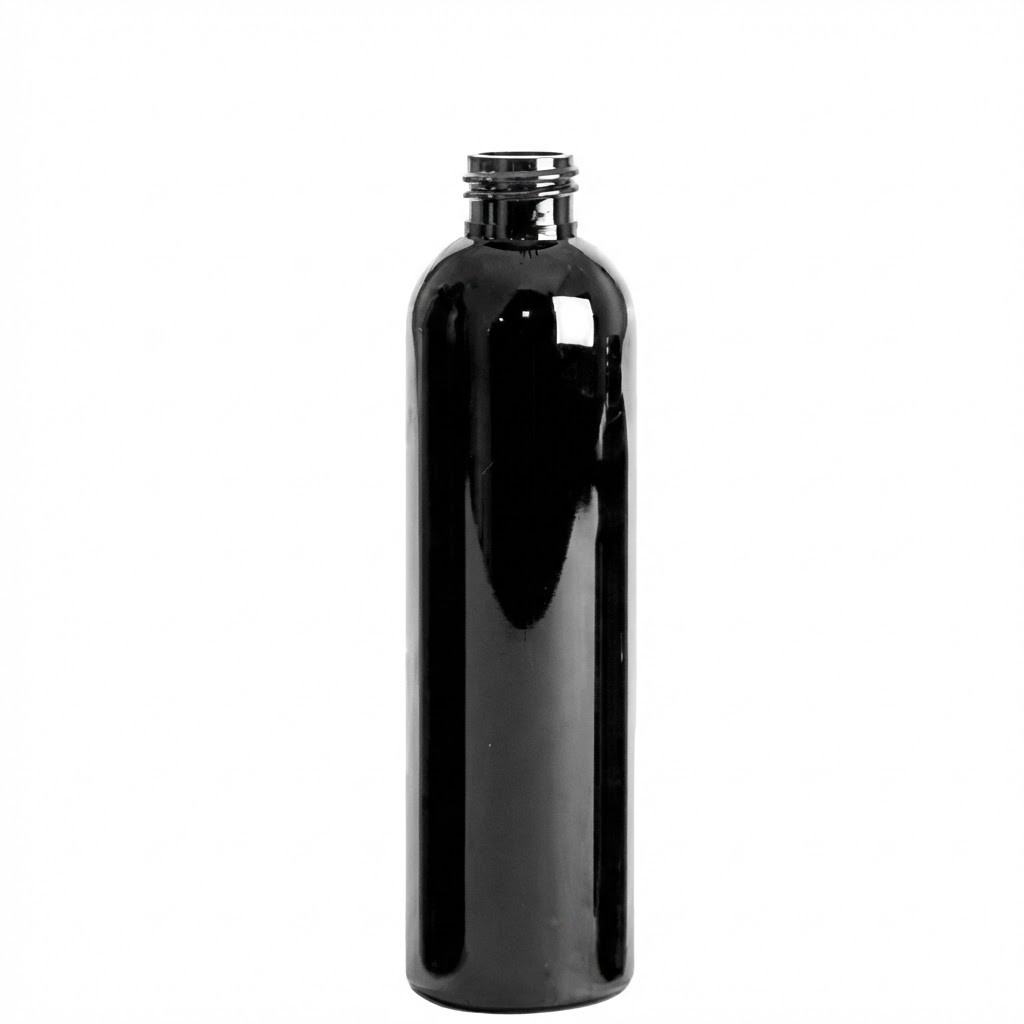 10 PCS 8 oz Black PET Cosmo Round Bottles (Bulk) with CAP