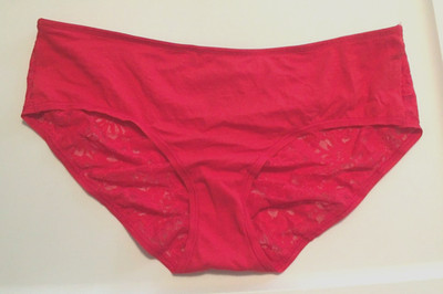 Victorias Secret Red Hip Hugger Panties XS-S-M Solid Modal Front Lace Backside