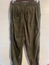 A New Day Women's M High Rise Woven Ankle Jogger Pants Army Green Pull On Boho