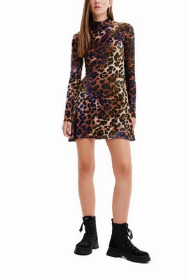 Desigual Kleid Leopard Animal Print Fit & Flare Stretchy 22WWVKXB Damen - Bild 1 von 4