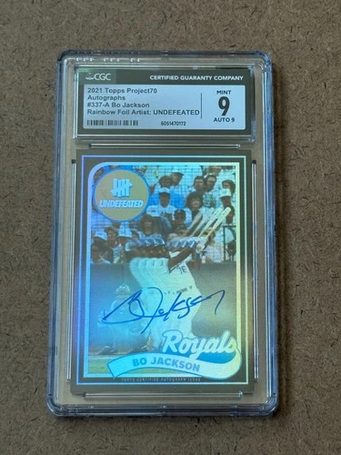 TP70 Topps Project 70 Bo Jackson #337 Undefeated RAINBOW FOIL # 44/70 AUTO CGC 9