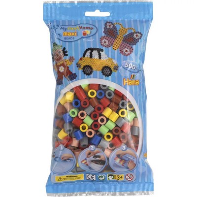 Hama  Bügelperlen Maxi-Perlen im Btl. Vollton-Mix (7 Farben).