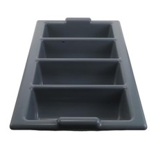 Grey Plastic Flatware Storage Holder with 4 Compartments for Kitchen Drawer