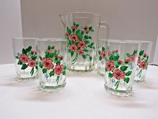Hand Painted Lemonade Set - Pitcher and 6 Glasses