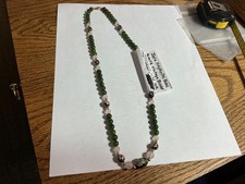 Vtg Imperial Green Jade And 14 K Gold Bead & clasp Necklace