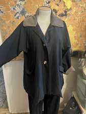 Via Ripatti Designs Womens Os Swing Coat 100% Silk Art To Wear Black Brown Lined