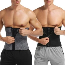 Mens Waist Trainer Slimming Body Shaper Weight Loss Belt Sweat Fat Burner Girdle