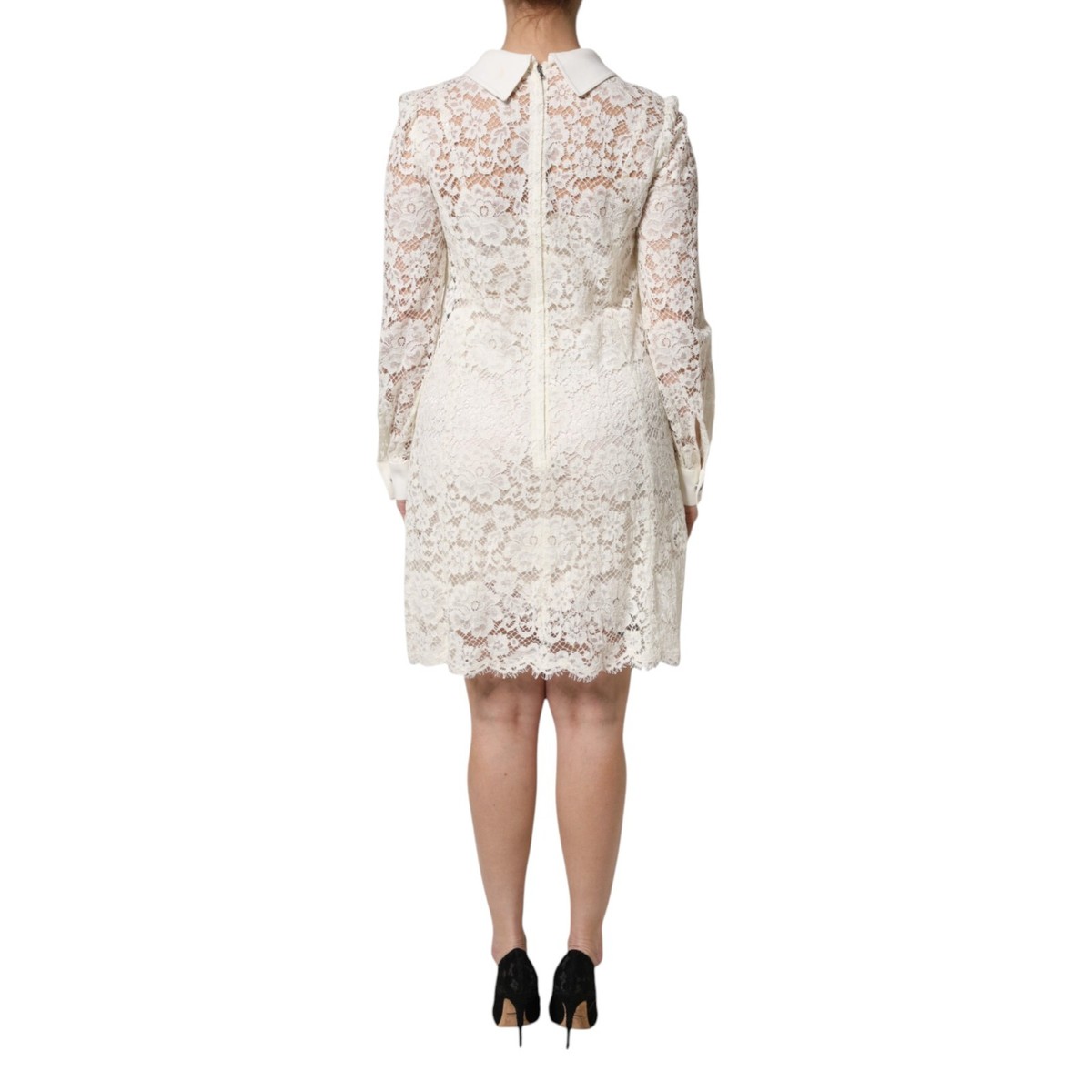 ワンピース DOLCE&GABBANA FLORAL LACE DRESS DOLCE & GABBANA Dress White Floral Lace Long Sleeves Shift