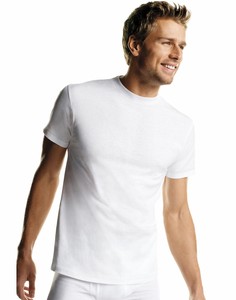 Hanes-Men-039-s-White-Crewneck-T-Shirt-6-Pack-Undershirt-Tee-TAGLESS-FreshIQ-Comfort