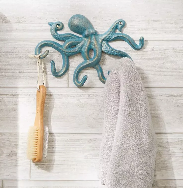 Cast Iron Swimming Octopus Wall Hook Towel Key Holder Bathroom Entry Door  Hanger