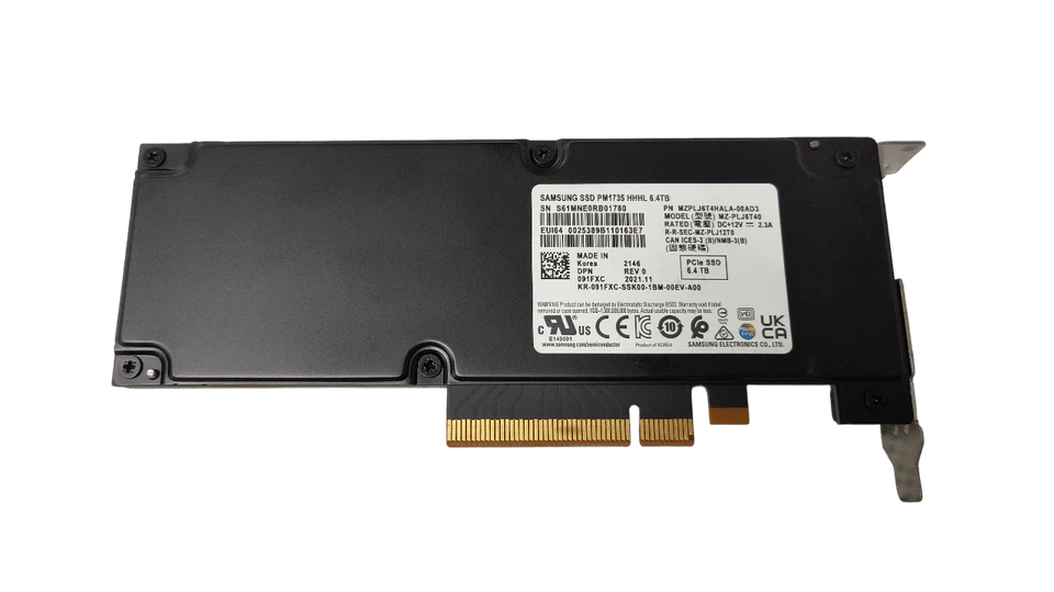 Dell 91FCX MZ-PLJ6T40 Samsung SSD PM1735 HHHL 6.4TB PCIe SSD Half Height Bracket - Image 2 of 3