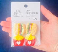 Big Twist Point Protectors Burgers Fries Cute Kawaii Knitting Needles NEW SEALED