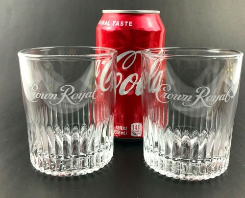 Crown Royal Lot of 2 Whiskey Rocks Lowball Cocktail Drinking Glass Clear Ribbed - Bild 8 von 10