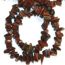GC160 Dark Red Brecciated Jasper Medium 7mm - 10mm Gemstone Chip Beads 34"