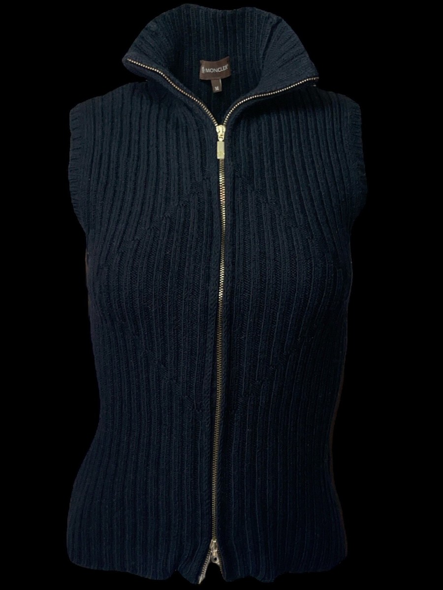 MONCLER Damen Schurwolle Weste ärmellose Pullover schwarz S