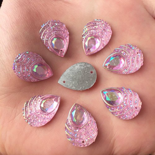 40pcs 13*18mm AB Drop Resin rinestones cristal applique sewing wedding 2hole-A29 - Picture 14 of 19