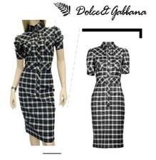 Dolce Gabbana D&G it40 dress print Plaid white with black legendary. LANA.