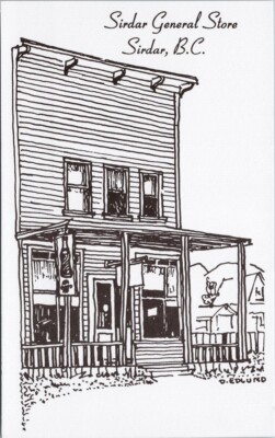 Sirdar General Store Sirdar BC Kootenay Lake Creston D. Edlund Art Postcard F87