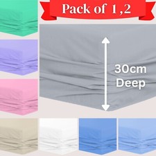 30cm Deep Fitted Sheet Fully Fitted Bed Sheets Single Double King SuperKing Size