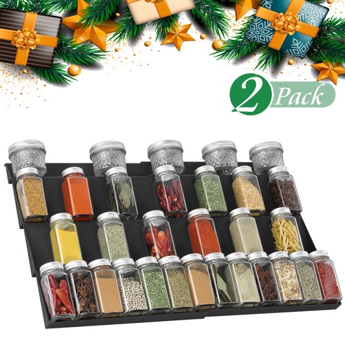 2Pcs Kitchen Drawer Insert Spice Organiser Rack 4 Tier TraysExpandable Storage - Picture 3 of 14