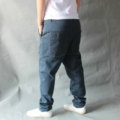 Men Harem Jeans Denim Pants Trousers Drop Crotch Loose Baggy Hip