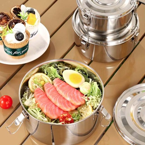 Round Korean Lunch Box with Buckle Food Storage Box Lunch Container School - 第 11/17 張圖片