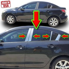 Chrome Pillar Trim For Mazda 3 10-13 4dr 8pc Set Door Cover Mirrored Post