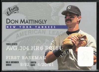 1995 Leaf Studio Don Mattingly #3 - Credit Card Design - 10+ Items Ship FREE!!!