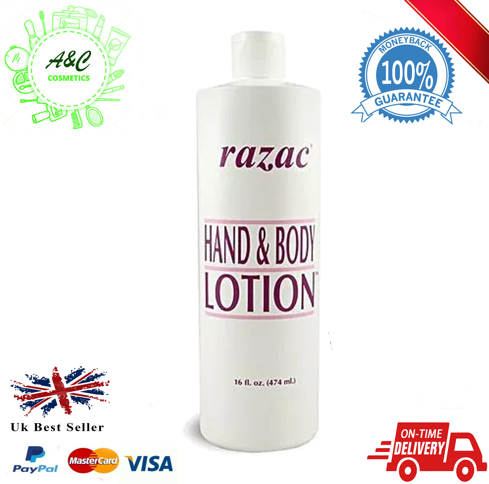 3 X Original Razac Hand & Body Lotion 474ml UK SELLER Delivery for sale
