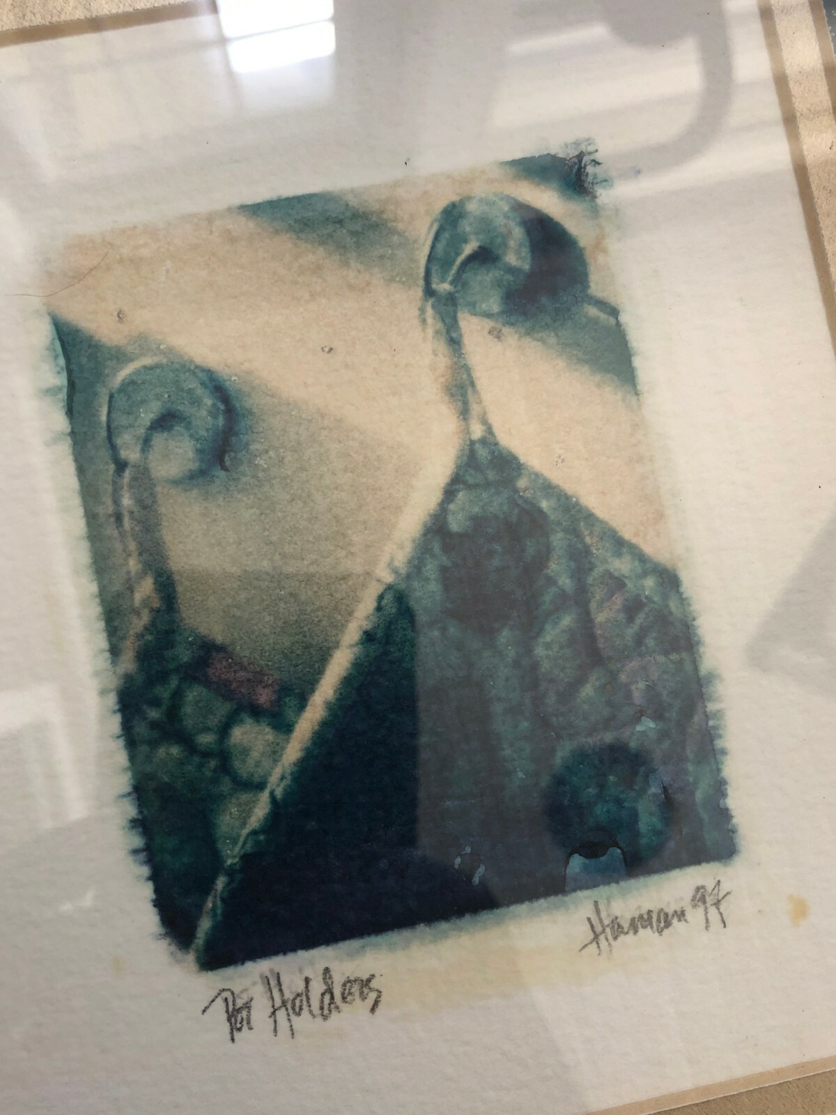 Harman Framed Art Nor-Evil Twin Pot Holders Metal  Marble Matting 1997 Photos