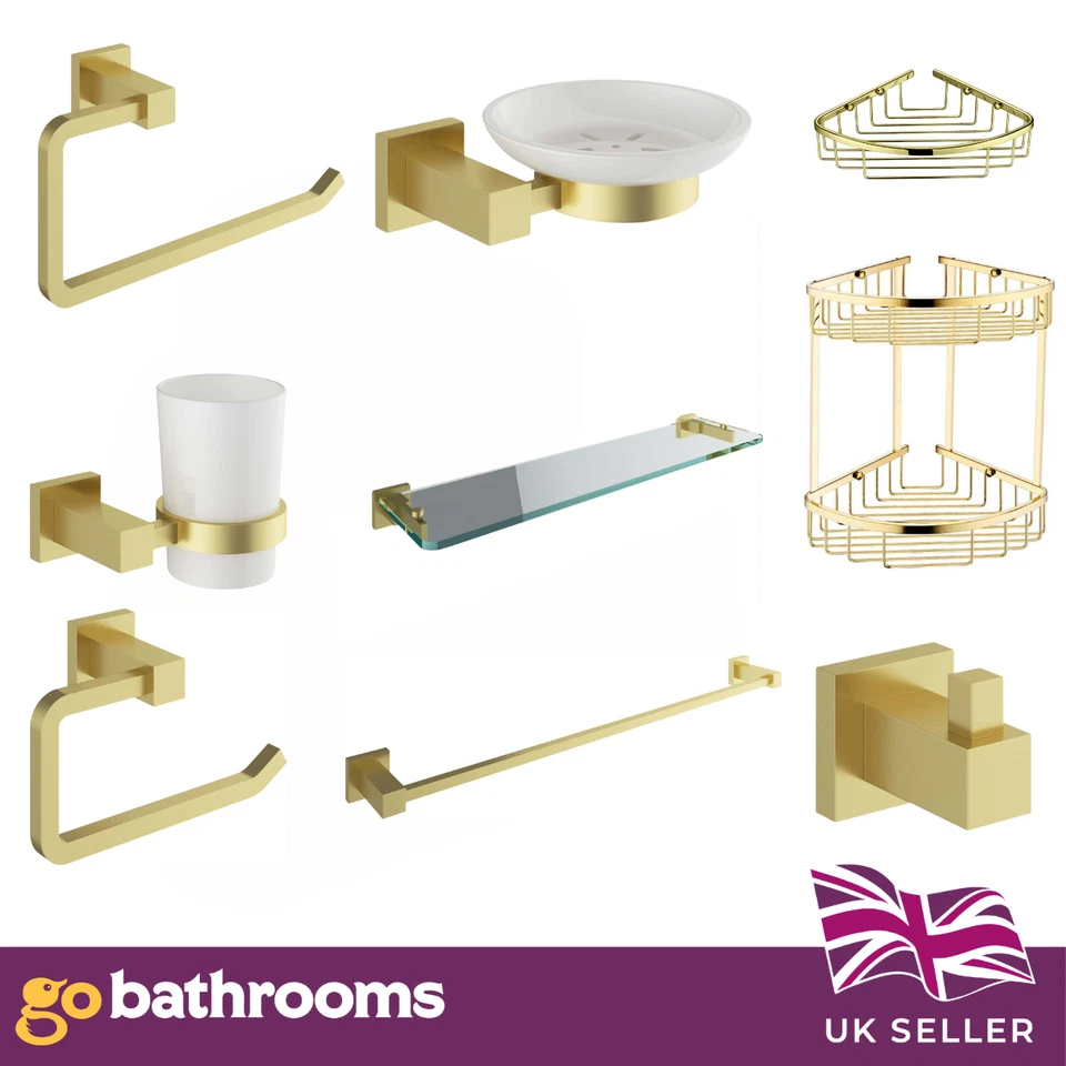 Modern Brushed Gold Solid Brass Wall Mounted Bathroom Shower Toilet Accessories - Image 1 of 1