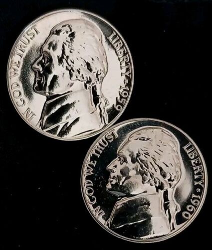 1959-P & 1960-P Jefferson Nickels Well Struck Proofs- 2 Coin Lot~ Free Shipping!