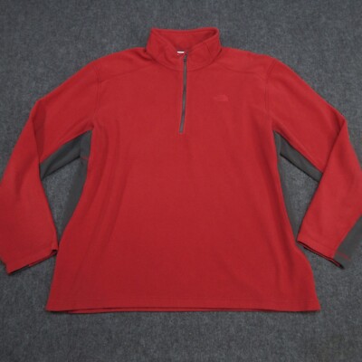 The North Face Jacket Mens XL Red Fleece Full Zip Up Long Sleeve 100% Polyester