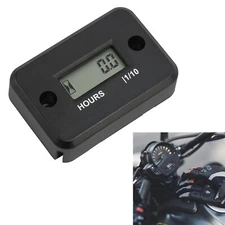 Black Motorcycle ATV Snowmobile LCD Marine Digital Hour Meter Gauge Waterproof