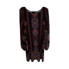 MSK Long Sleeve Small Round Neck Open Shoulders Floral Dress