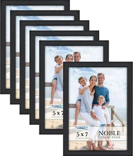 5X7 Picture Frames (Black, 6 Pack), Modern Professional Frame Set, Noble Collect