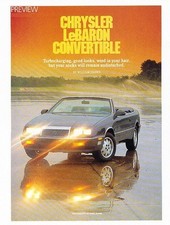 1987 Chrysler Lebaron Convertible Original Car Review Print Article J533