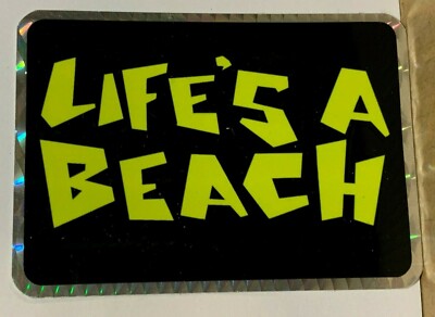 LIFE'S A BEACH VINTAGE 1970's SURFER PRISM STICKER 2.5 x 3.5 NOS DECAL