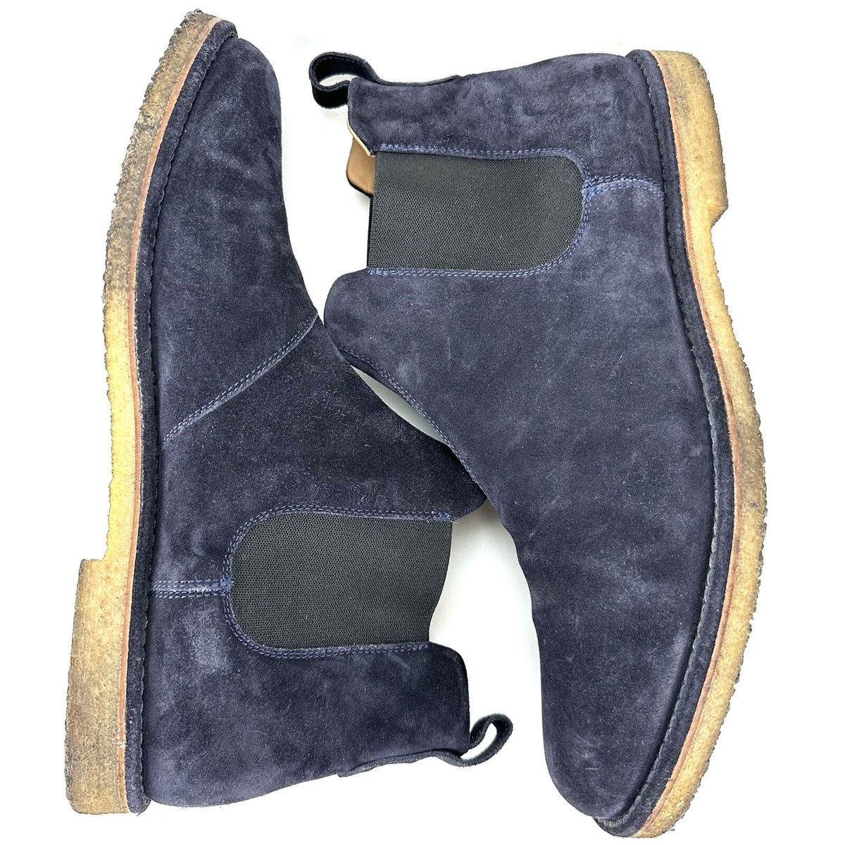 Vince Mens Navy Blue Suede Pull On Ankle Chelsea Boots Crepe  display picture 1