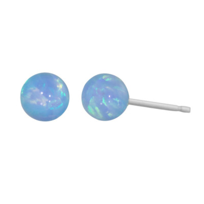 Azurblaue synthetische australische Opal Kugel Ohrstecker, Himmel