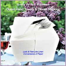 Luxury Air-laid Linen Feel Disposable Guest Hand Towels Dinner Napkins, 200 Ct