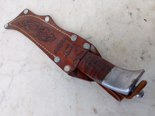 Cuchillo de caza vintage Geilo Norge Noruega Bowie desollado supervivencia funda de cuero - Imagen 11 de 24